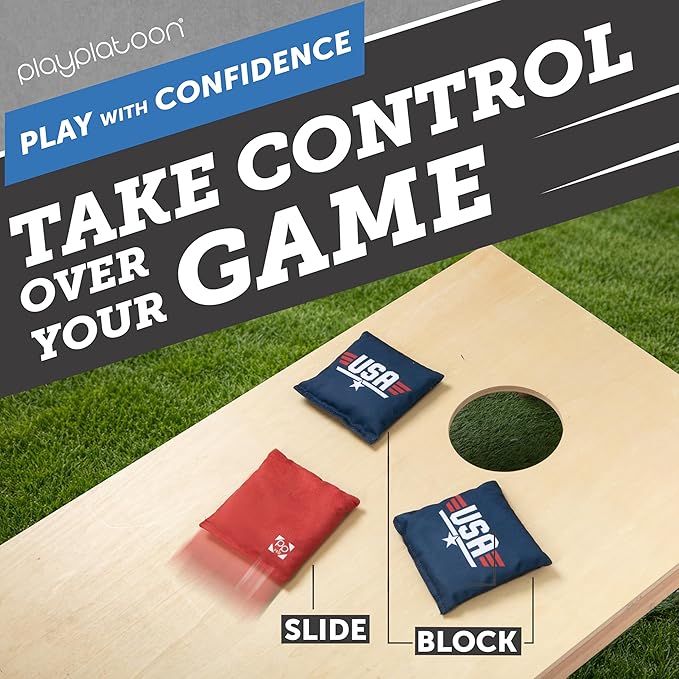 Professional Cornhole Bags - Set of 8 Regulation All Weather Double Sided - Sticky Side/Slick Side Bean Bags for Pro Corn Hole Game