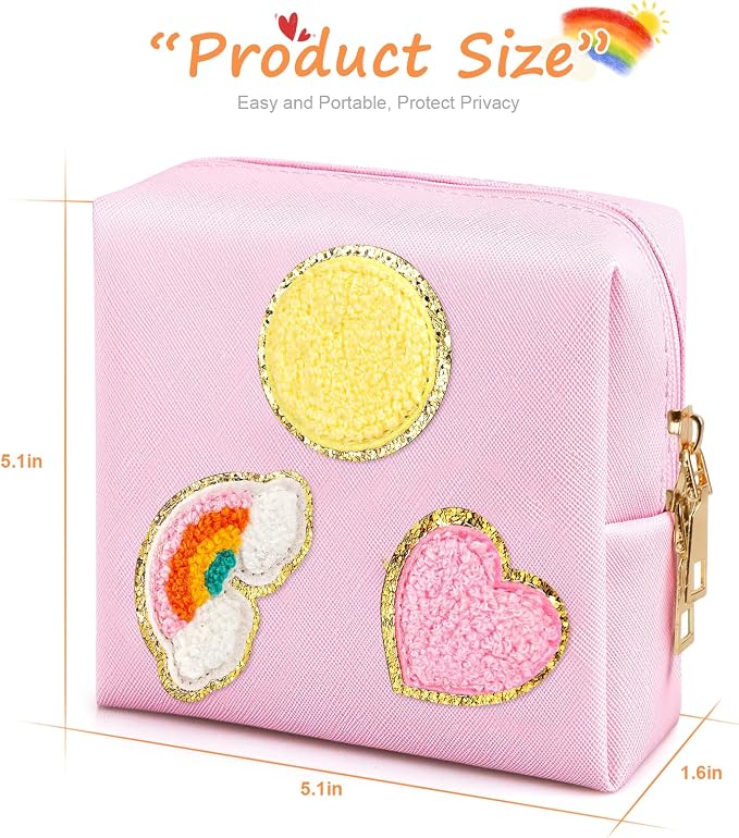 2 Pack Period Bag, PU Leather Sanitary Napkin Storage Bag for Feminine Pads Liners Tampons and Reusable Pads,Functional Sanitary Pads Pouches First Period Kit for Women Ladies Gift