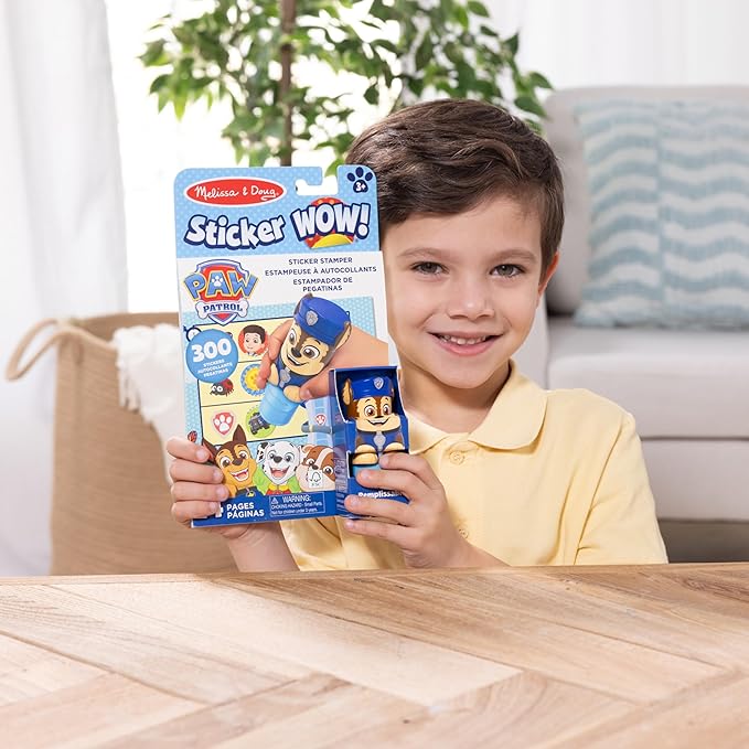 Melissa & Doug Sticker Wow!™ 24-Page Activity Pad and Sticker Stamper, 300 Stickers, Arts and Crafts Fidget Toy Collectible Character – PAW Patrol Chase - FSC Certified