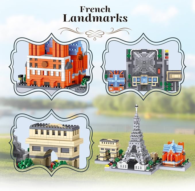 SEMKY Micro Mini Blocks French Skyline Famous Landmark Model Set,(2462Pieces) -Building and Architecture Toys Gifts for Kid