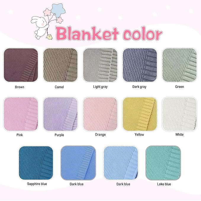 Personalized Baby Blanket with Name - Organic Cotton Custom Embroidered Blanket for Newborn Baby Girl Boy Gifts, 30x40 Inch Soft Knit Swaddle Receiving Blanket for Baby Shower