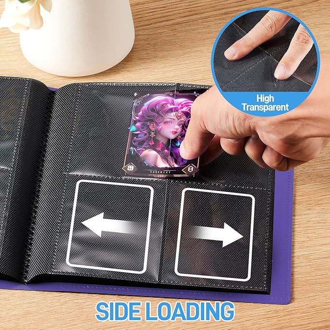 Card Binder, Upgraded 4 Pockets Trading Card Binder for Cards, Mini Collection Card Album, 160 Pockets Mini Card Book Holder - Purple