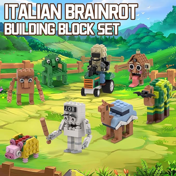 Italian Brain Rot Unique Cartoon Characters Building Blocks 8 in 1 Educational & Entertaining Gift Idea for Kids Teens & Adults