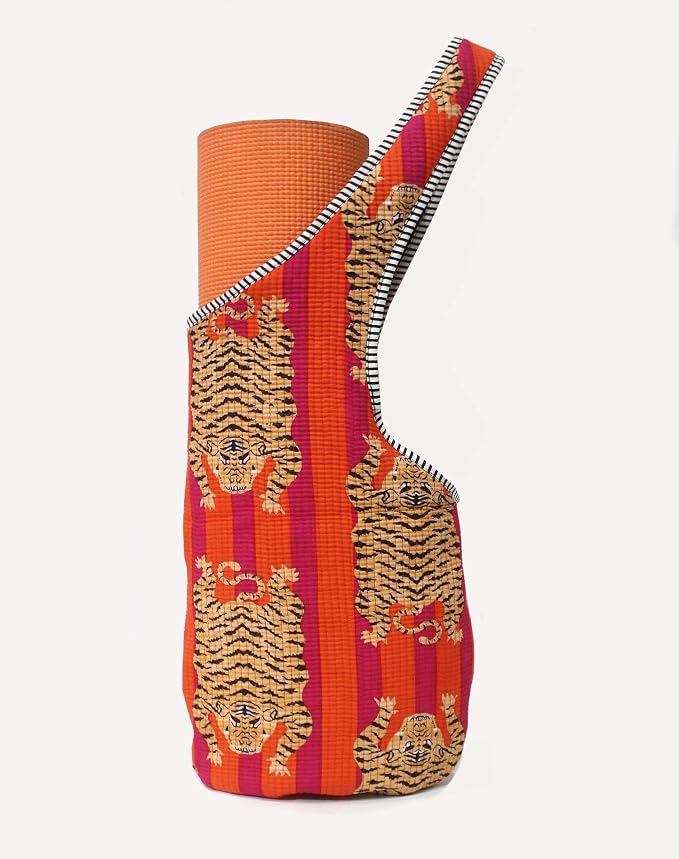 INDIAN CRAFT CASTLE Yoga Mat Bag | Tote Mat Bag | Sling Yoga Tote w/Large Side Pocket & Zipper Pocket | Yoga Mat Carrier Fits Most Size Mats