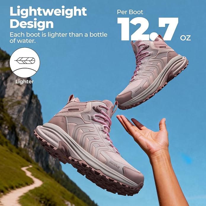 NORTIV 8 Women‘s Hiking Boots Waterproof Lightweight Outdoor Trekking Non Slip Comfortable Camping Ankle Breathable Everyday Boot Armadillo FieldLite