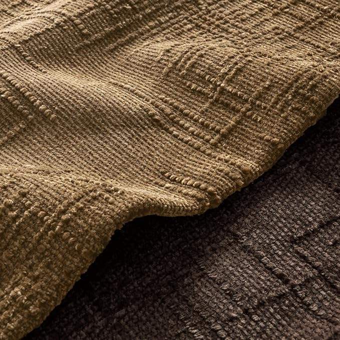 MIULEE Chenille Textured Fall Throw Pillow Covers Bronze 20x20 Set of 2 | Slubby Decorative Pillows, Boho Farmhouse Rustic Home Decor, Modern Neutral Cushion Covers for Couch Sofa Bed Living Room