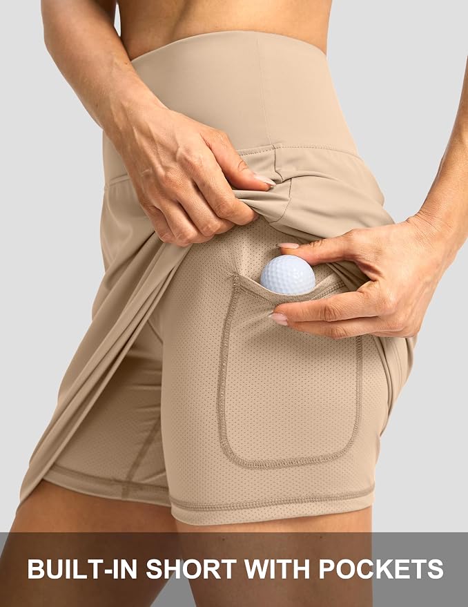 G Gradual 19" Skorts for Woman with Pockets High Waist Golf Skirt | Lightweight, Stretchy, Breathable, Tummy Control, Built-in Shorts, Athletic, Tennis, Pickleball, Casual Summer