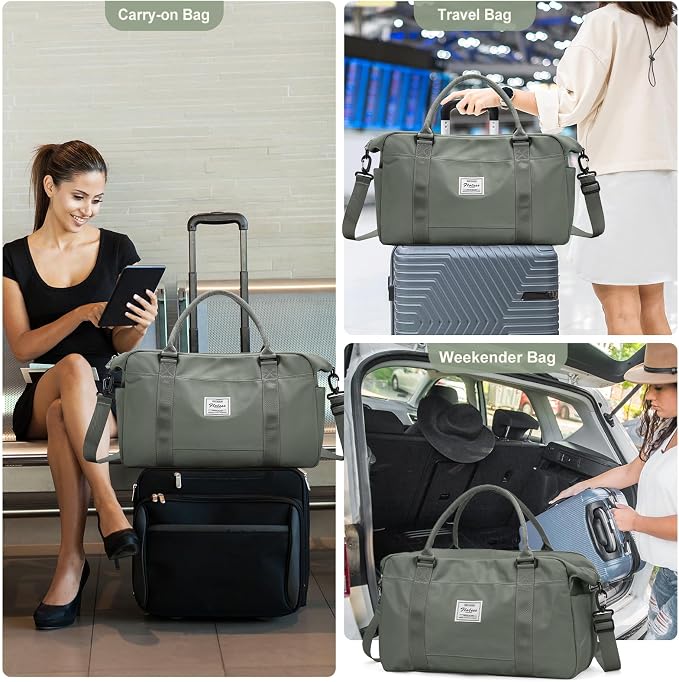 Travel Duffel Bag, Carry On Overnight Weekender Bags for Women | Travel Bag with Wet Pocket & Trolley Sleeve, For Spirit Airlines 18x14x8 Personal Item Bag
