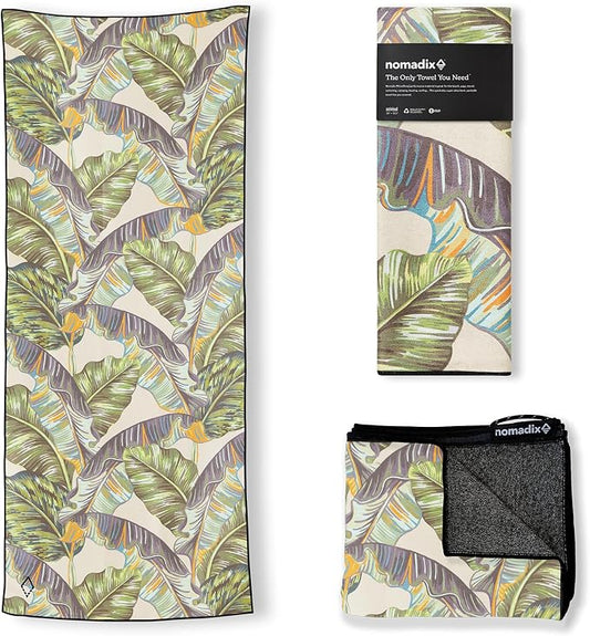 Nomadix Original Towel - Perfect for Beach, Pool, Travel, Camping, Yoga - Made with Recycled Materials - Super Absorbent - Sand Resistant - Banana Leaf Green - 72.5x30