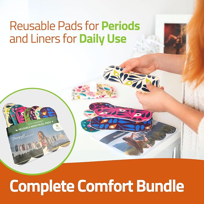 Made in EU - Ultra-Thin Reusable Panty Liners (Medium, 7-Pack) – High-Temp Washable Cloth Panty Liners for Women – Durable & Breathable Organic Cotton Keeps You Fresh & Dry for Daily Vaginal Discharge