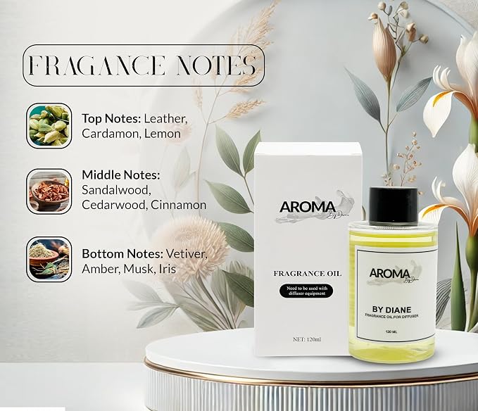 Essential Oils for Diffuser - by Diane Fragrance Oil Blend - Luxury Hotel Inspired Aromatherapy Oils - Leather, Cardamon and Lemon Scent - 120ml