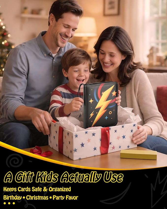Trading Card Binder, 9-Pocket, Holds 1080 Cards, 120 Pages Side-Loading Card Album, PU Leather, Acid-Free Archival Sleeves, Durable Organizer for MTG, TCG & Sports Cards, Gift for Kids, Boys and Girls