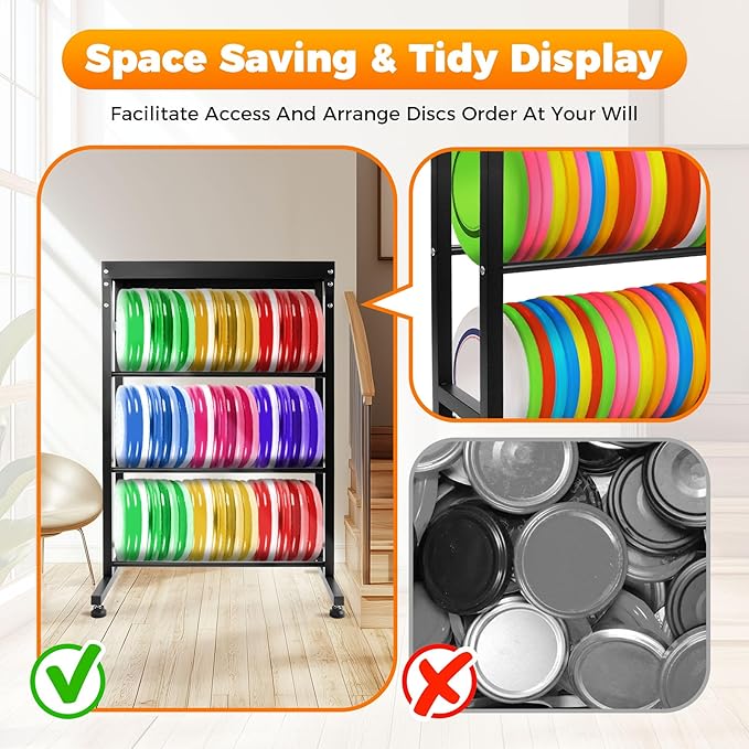 Sidasu 2/3/6-Tier Discs Golf Rack,Metal Disc Golf Storage Rack, Space-Saving Disc Station for Disc Golf Storage Shelf-Black