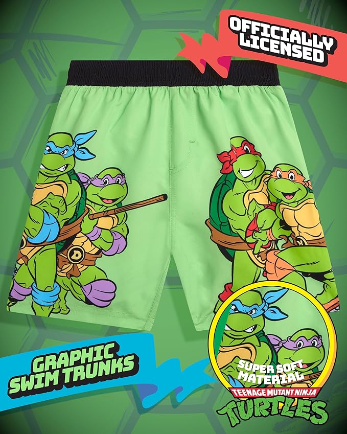Nickelodeon Boys Swim Trunks - Paw Patrol TMNT Quick Dry Graphic Boys Swim Shorts for Toddler and Little Boy