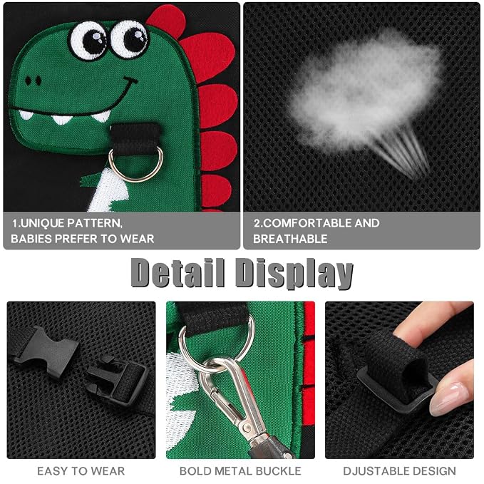 Toddler Leash-Baby Walking Safty Harness and Child Anti Lost Wrist Link for Girls/Boys Travel (Black 2)