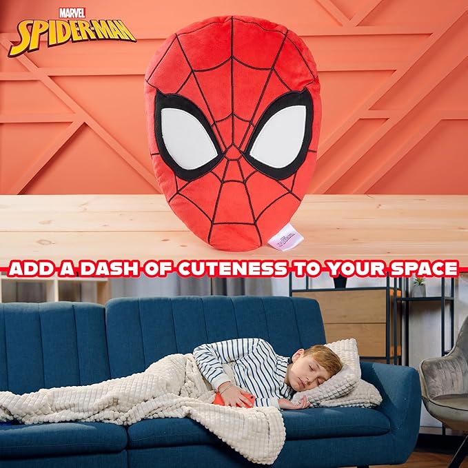 Disney Stitch 3D Plush Cushions for Bed Travel, Cute Cuddle Pillow Stuffed Character Pillow, Bedroom Accessories, Room Decor, Gifts for Kids (Red Spiderman, L13.38 x W9.84)