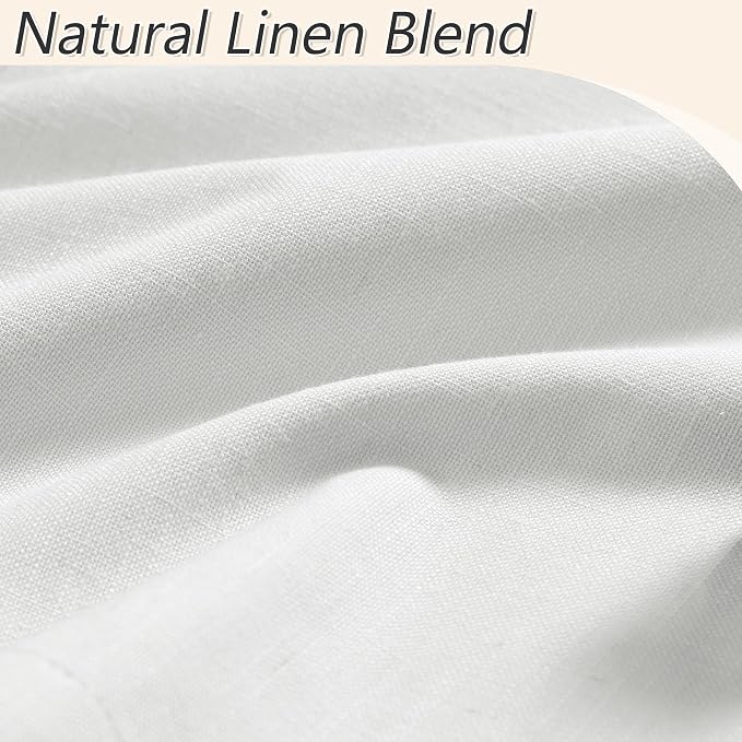 Guken White 100% Blackout Linen Curtains 60 Inch Wide by 84 Inch for Living Room Bedroom Back Tab Thermal Insulated Black Out 1 Drapes Room Darkening Window Curtains,1 Panel