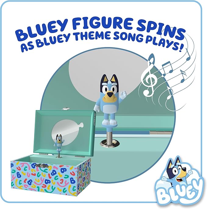 Bluey & Bingo Jewelry Box for Girls - Musical Jewelry Box with Spinning Figurine, Bluey & Bingo Toys for Kids Ages 3-5 - Plays Bluey Theme Song - 6 x 4.7 x 3.5 in