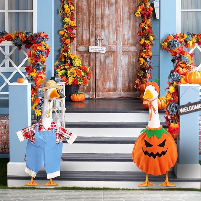 3 Set Thanksgiving Day Goose Outfit Lawn Porch Costume Plastic Goose Clothing for 23" Outdoor