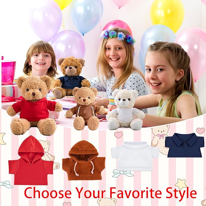 Personalized Teddy Bear Clothes with Name Photo, Custom Stuffed Animal Clothing Fit 8-16inch Stuffed Bear Clothes, Personalized Doll Clothing Make Your Own Plush Doll Shirt