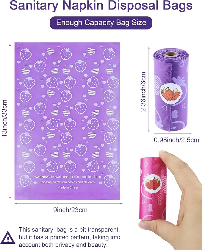 150 Pcs Sanitary Napkin Disposal Bags, ArtCute Mini Disposable Sanitary Bag Personal Care Tampons Disposal Trash Bag for Sanitary Women Privacy Handling Disposable Diaper Bags