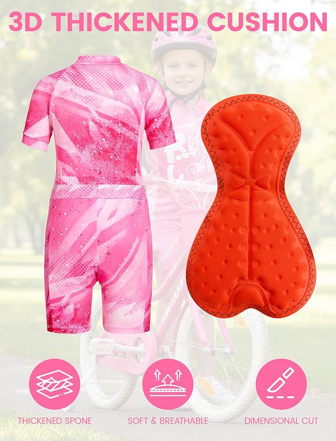 Gogokids Boys Cycling Jersey Set 3D Padded Bike Suit Kids Road Mountain Riding Shorts Bicycle Sportswear for 7-14Y