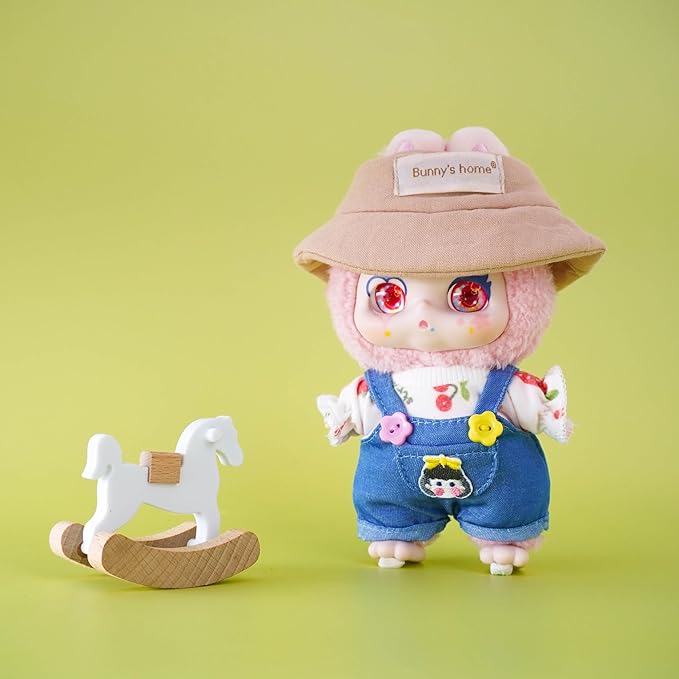 CALEMBOU Plush Doll Clothes, Cute Plush Dolll Clothes Suit for 6 Inches Kimmon Mimon, Kawaii Doll Clothes Accessories Set for Birthday Gifts (Cherry T-Shirt Set)