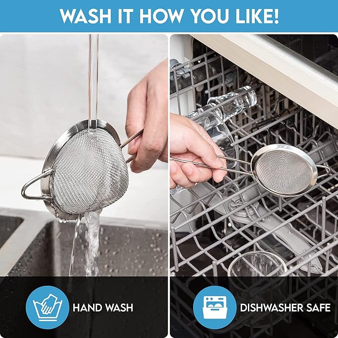 Fine Mesh Strainer - 3.3 Inch Conical Sieve - Tea Strainers for Loose Tea, Coffee Strainer, Food Strainer, Juice Strainer, and Much More!