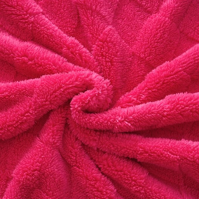 Hot Pink Fleece Throw Blanket 50”×60”Checkered Design for Couch | Super Soft Cozy Plush Microfiber 3D Square Pattern Flannel Blanket for Sofa Bed Lightweight for Adults,Women