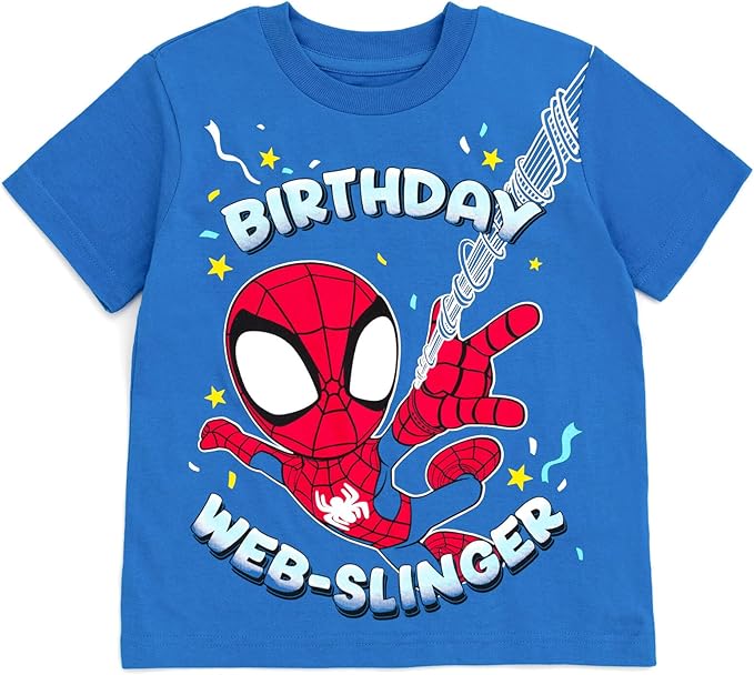 Marvel Spidey and His Amazing Friends Birthday T-Shirt Toddler to Big Kid Sizes (2T - 10-12)