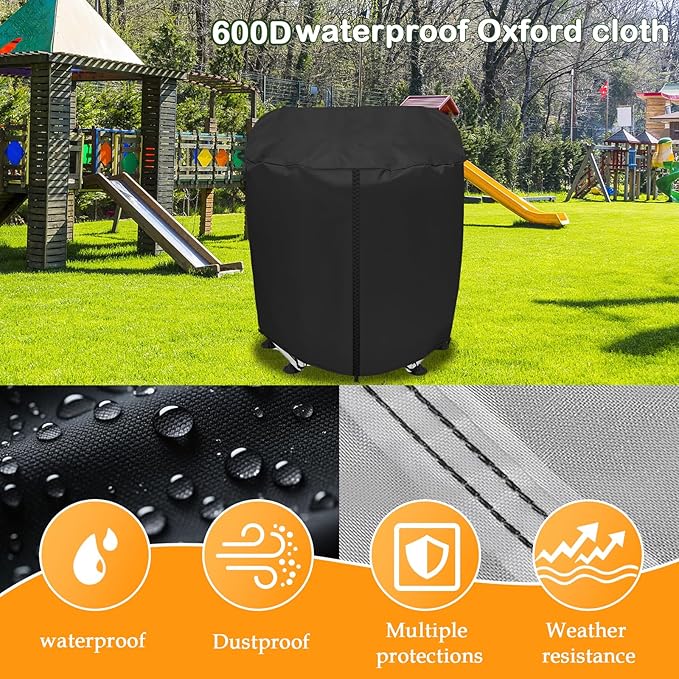 Trampoline Cover for 60" Kids Trampoline 100% Waterproof Kids Trampolines Cover Round Heavy Duty 600D Oxford cloth UV resistant Windproof Outdoor Toddler Trampoline Winter Protect Covers (Black）