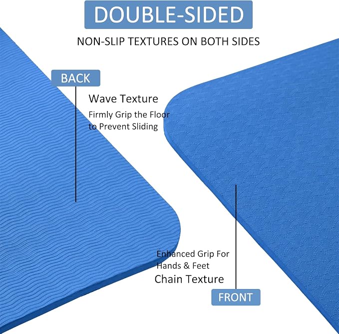 Thick and Wide Yoga Mat 72''x24''/35''(8mm/10mm) for Women and Men, Durable & Cushioned Yoga Mat with Carrying Strap for Pilates, Stretching and Home Workout
