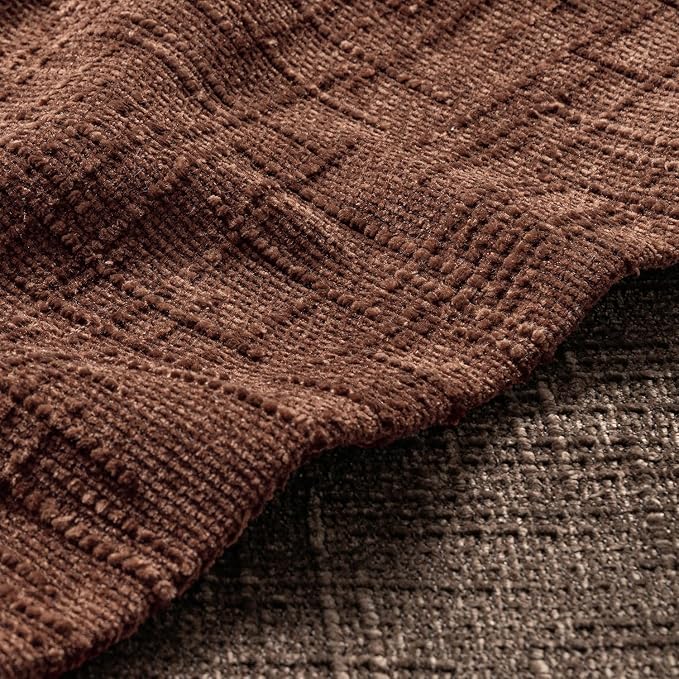 MIULEE Chenille Textured Throw Pillow Covers Terracotta 18x18 Set of 2 | Slubby Decorative Pillows, Boho Farmhouse Rustic Home Decor, Modern Neutral Cushion Covers for Couch Sofa Bed Living Room