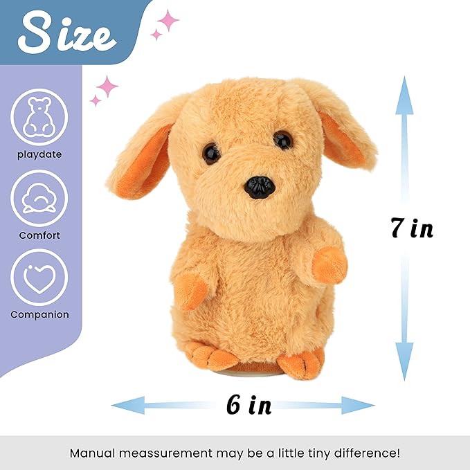 Hopearl Talking Puppy Repeats What You Say Dog Nodding Electric Interactive Animated Toy Speaking Plush Buddy Gift for Toddlers, Brown, 7''