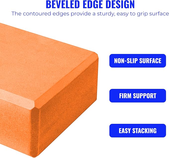 3" Yoga Block, 10 Pack Bulk EVA Foam Yoga Blocks, Firm and Supportive Yoga Brick, Balance Foam for Stretching, Pilates, and Workout, 3" x 6" x 9"