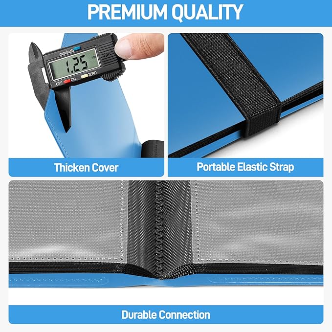 Card Binder, Upgraded 4 Pockets Trading Card Binder for Cards, Mini Collection Card Album, 160 Pockets Small Card Book Holder - Blue