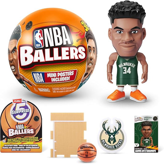 5 Surprise NBA Ballers Series 1 By ZURU, Collectible Mystery Capsule, Toy for Girls, Realistic Miniature Baby, Playset and Accessories