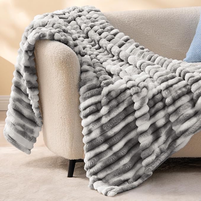 BEDELITE Striped Fleece Throw Blanket, Black&White, 50"x60" | 300GSM Microfiber Fleece, Soft Cozy, Lightweight Warm, Double-Sided Plush, Machine Washable, Gift, Room Decor, for Couch Sofa