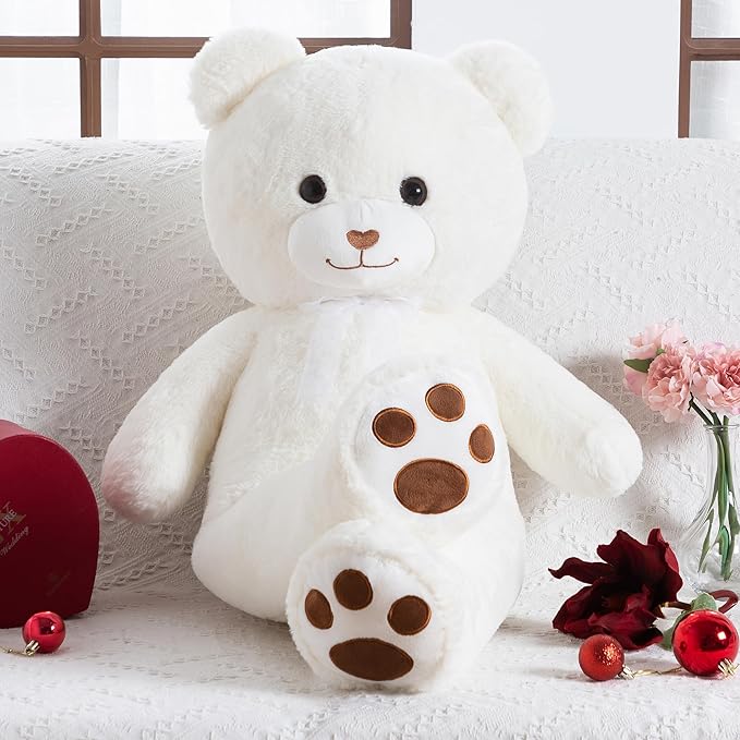 Giant Stuffed Animal White Large Teddy Bear Plush Toy for Girlfriend Women Kids for Valentines Birthday