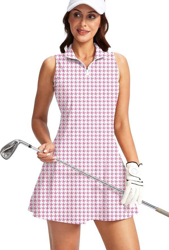 Viodia Women's Tennis Golf Dress with Shorts | Active, Exercise, Workout, Sports, Athletic, Dresses for Women, with Zipper Pockets