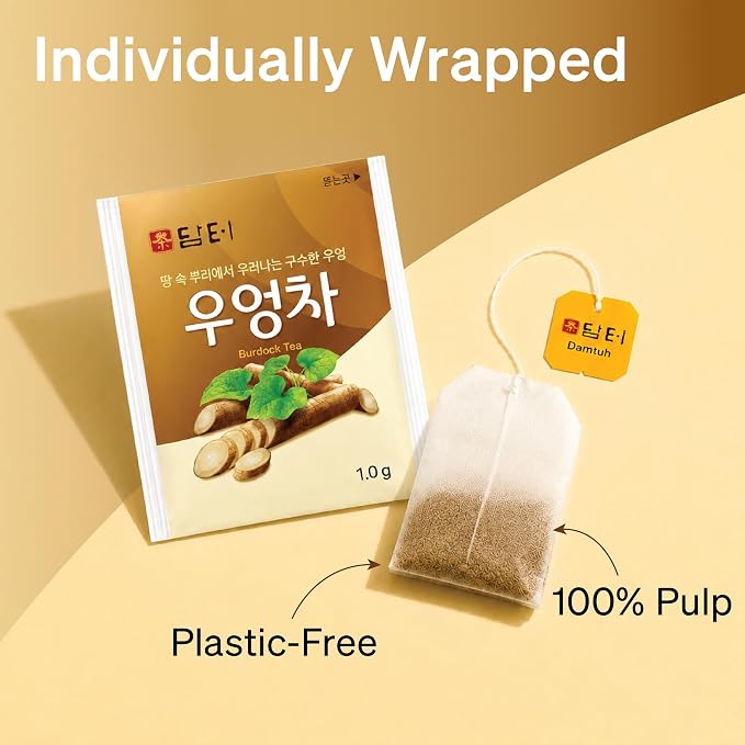 Damtuh Korean Burdock Root Tea – Herbal Wellness & Soothing Drink, Caffeine-Free – 40 Tea Bags (1.5g each)