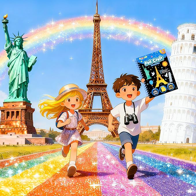 FUNNYB&G Foil Art Crafts for Kids Ages 4-8: Valentines Crafts for Kids 2026,Birthday Gift for Girls,Art and Crafts Supplies,Party Favors,Creative Toys for Girls Boys 4 5 6 7 8 9 Years Old(Buildings)