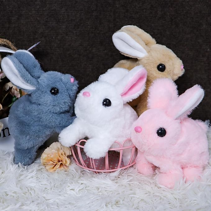 Bunby - Realistic Walking & Talking Bunny Toy, Interactive Plush with Hopping, Ear Twitching & Sounds | Lifelike Easter Gift for Kids, Handmade Stuffed Animal