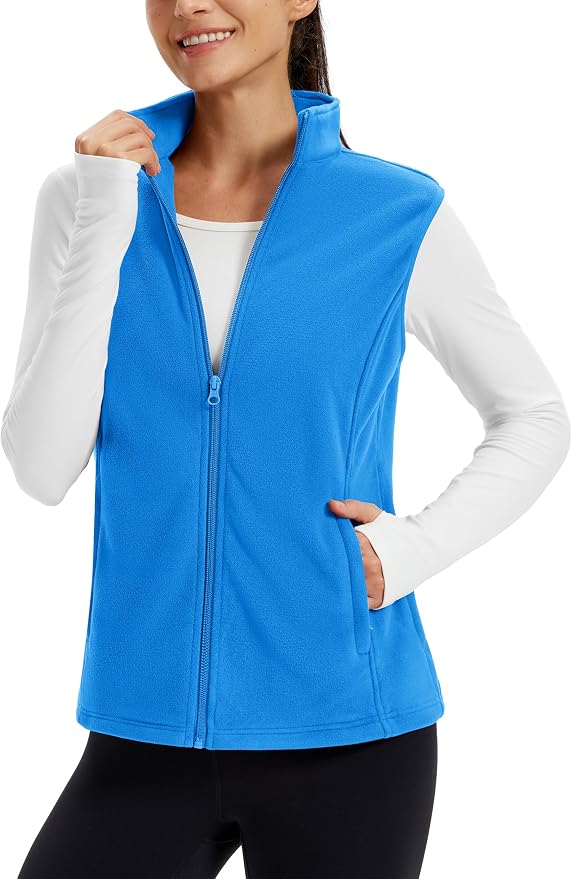 TACVASEN Women's Fleece Vest Lightweight Sleeveless Zip Jacket Outerwear | Soft Polar,Zipper Pockets,Stand Collar,Fall Winter Warm,Outdoor,Athletic,Running,Hiking,Travelling,Golf,Work
