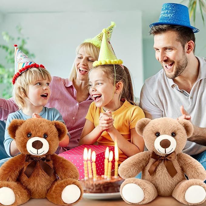 Civaner 4 Pack 14 Inches Teddy Bears Plush Stuffed Animals Valentine Cute Soft Bears Gifts Bulk for Women BFF Girlfriend(Light Brown, Dark Brown, White, Gray)