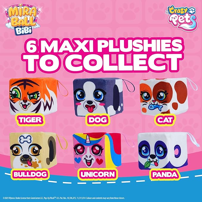 MiraBall Bibi Crazy Pets - Surprise Egg Capsule with Memory Foam Expandable Plush Toy – 3.7" (9.5cm) Soft Collectible with Hidden Surprises – Fun Gift for Kids, Parties, Holidays, Stocking Stuffers