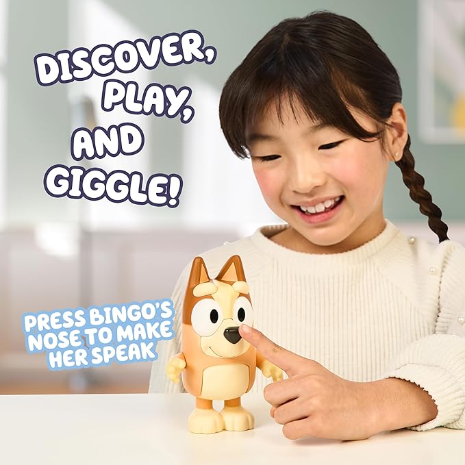 Bluey Talking Bingo Chat Mates Toy, Articulated, Talking Kids Toy with 10 Iconic Phrases, Interactive Play Figure Toys for Kids, Ages 3+
