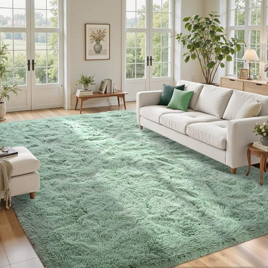 6x9 Rug Sage Green Area Rugs for Living Room,Plush Soft Grass Fluffy Nursery Bedroom Carpet for Kids Teens Home Decor Aesthetic