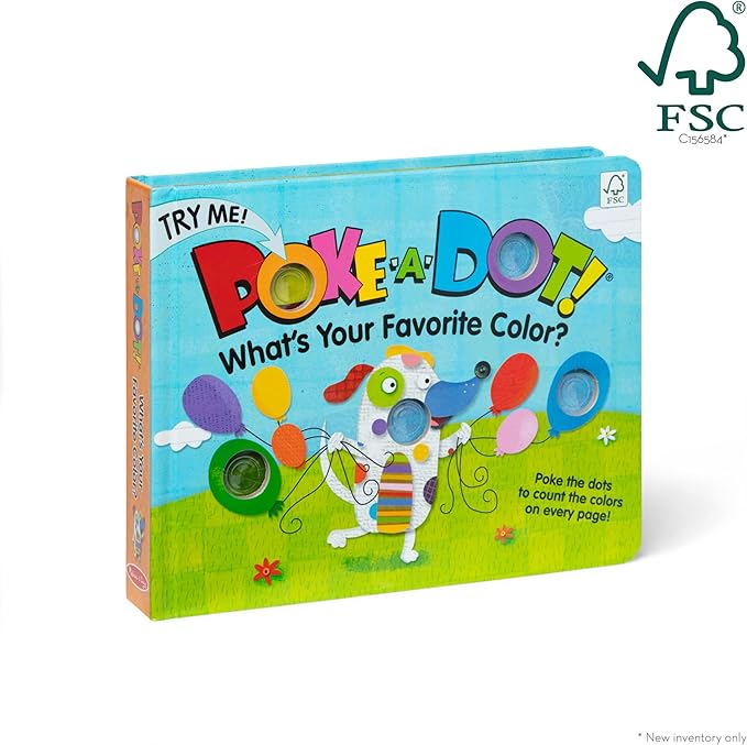 Melissa & Doug Poke-a-Dot! What’s Your Favorite Color? Interactive Children's Board Book with Buttons to Pop, Educational Sensory Toy for Toddlers & Preschoolers Ages 3+ - FSC Certified