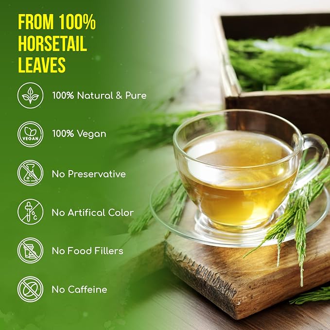 FreshDrinkUS, Premium 55 Horsetail Leaf Tea Bags, 100% Natural & Pure from Horsetail Loose Leaves Herbal Tea. Made with Natural Material Tea Bags. No Sugar, No Caffeine, No Gluten, Vegan.